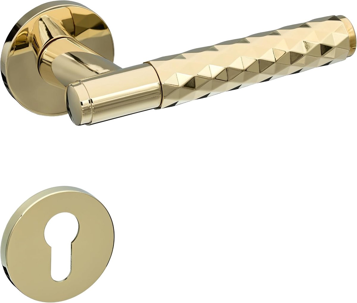 Deurklink, deurbeslag, goudstructuur, BB PZ WC-set met rozetten (PZ-profielcilinder)