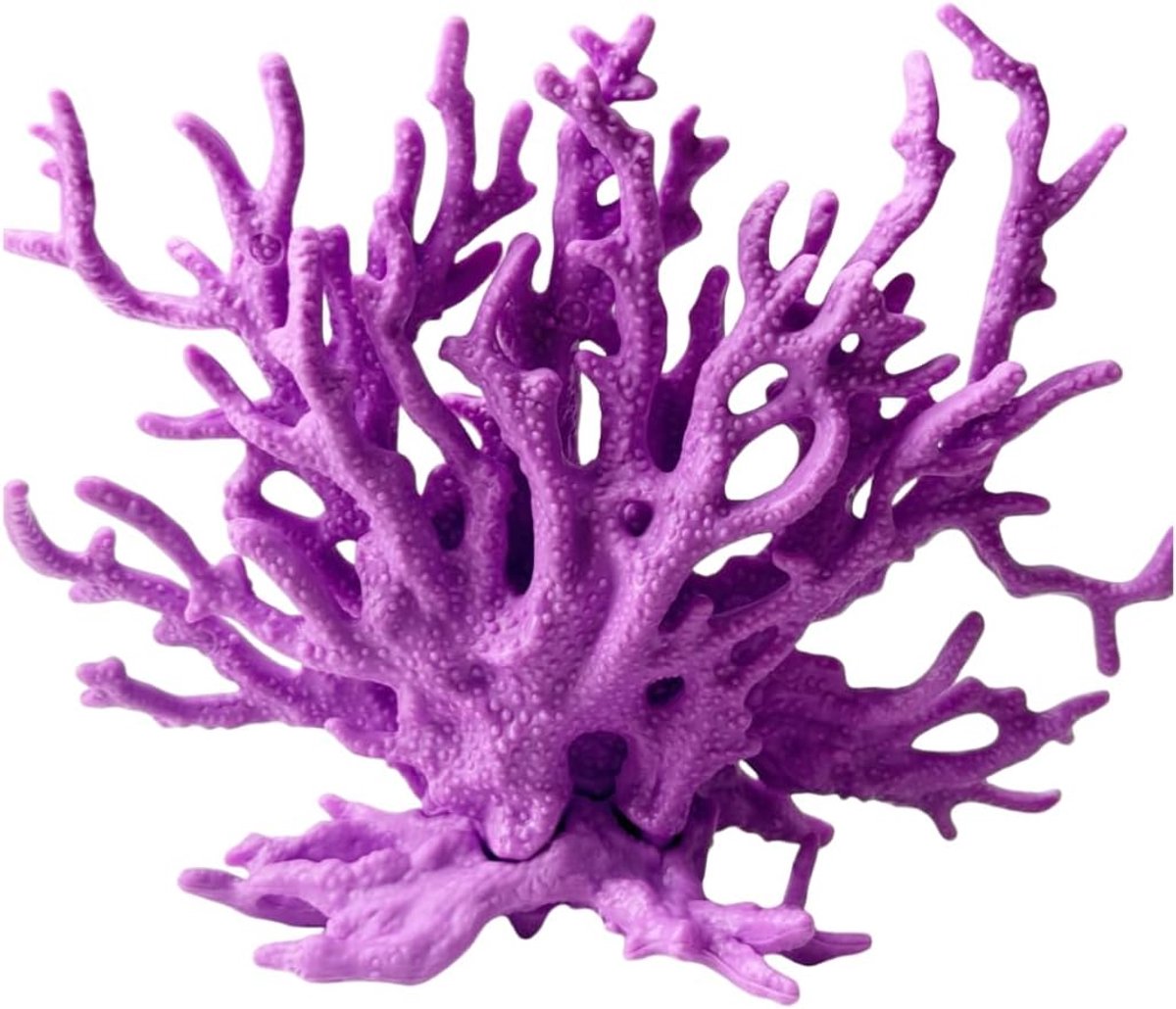 Koraaldecoratie van hars, namaakkoraal, vechtdecoratie, bèta-aquariumdecoraties (3D, paars)