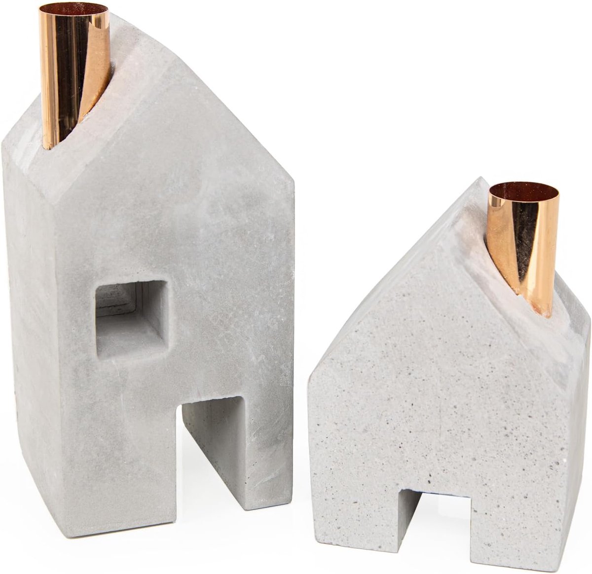 Kandelaar set huizen van beton moderne kandelaar voor staafkaarsen Kerstmis advent decoratie 12-18 cm