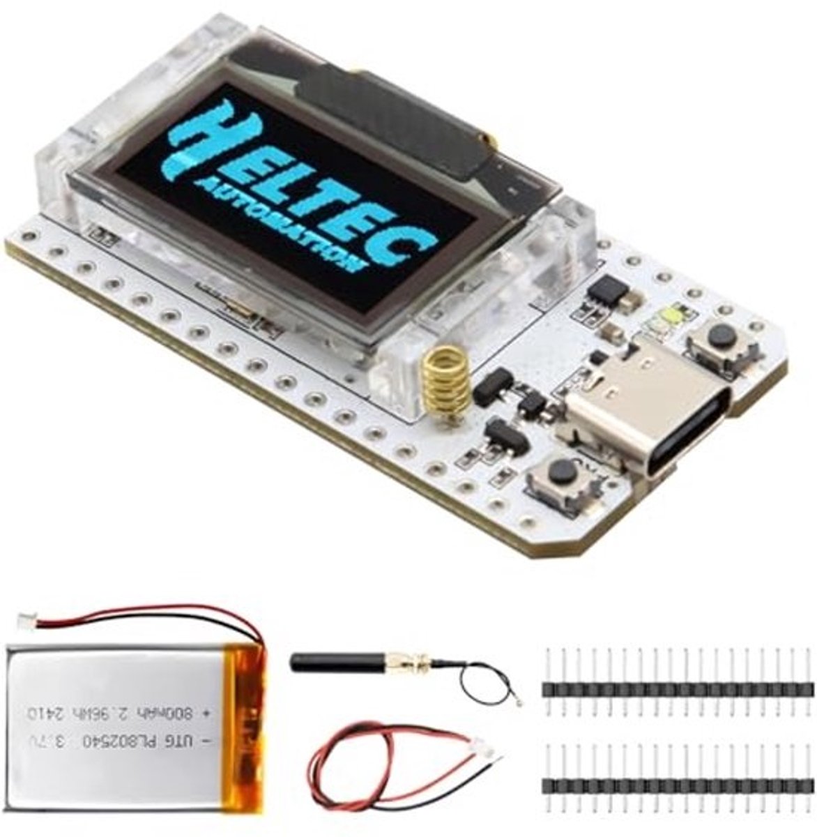 LoRa V3 Ontwikkelingsboard met 3000 mAh Batterijset en OLED-display – Dual-Core WiFi + BLE IoT Board