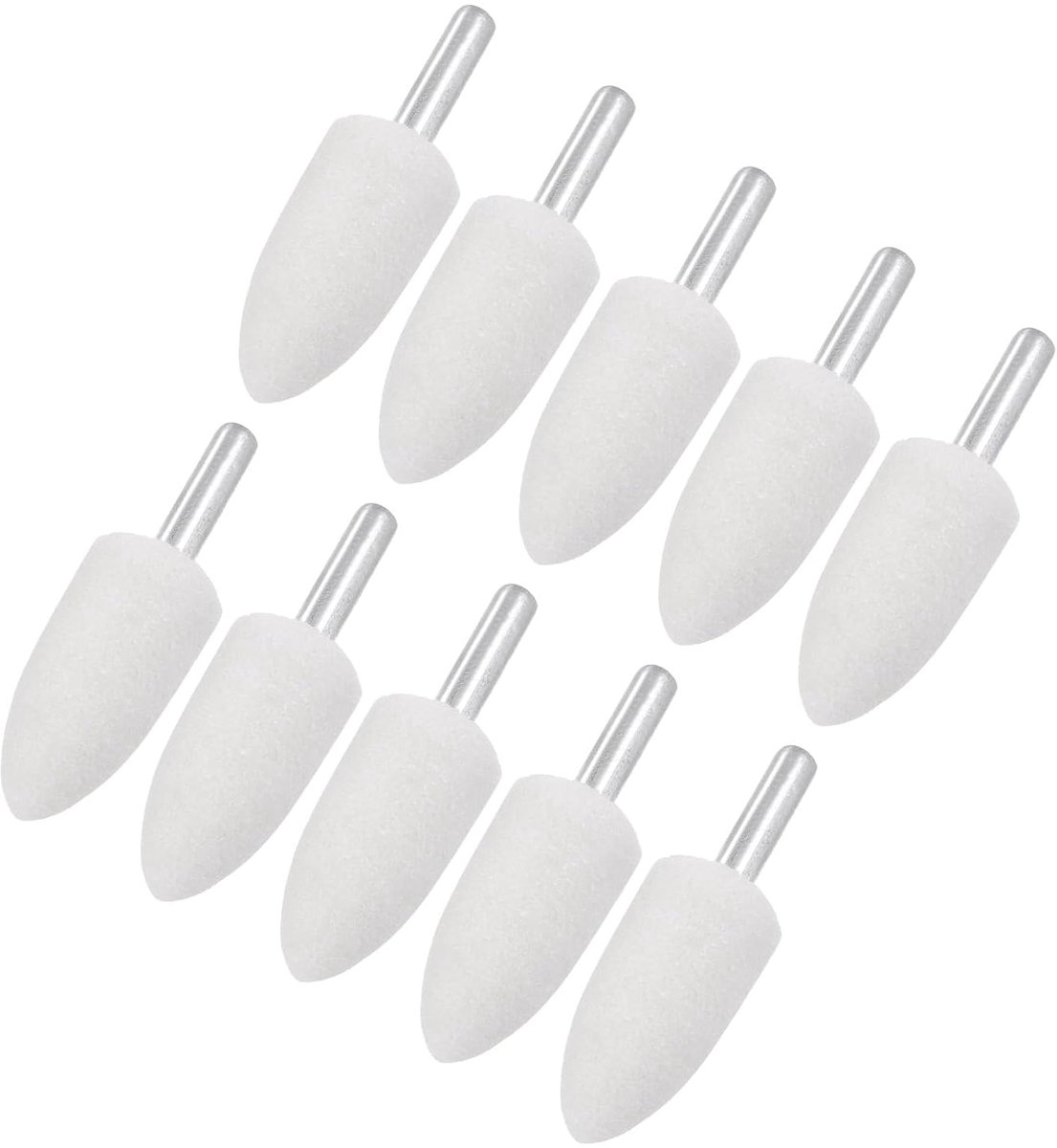10 stuks gemonteerde slijpschijven, schacht 1/4 inch (6 mm) voor draaigereedschap, aluminium voor polijsten en slijpen, diameter 20 mm, korrel 80 punten [wit]