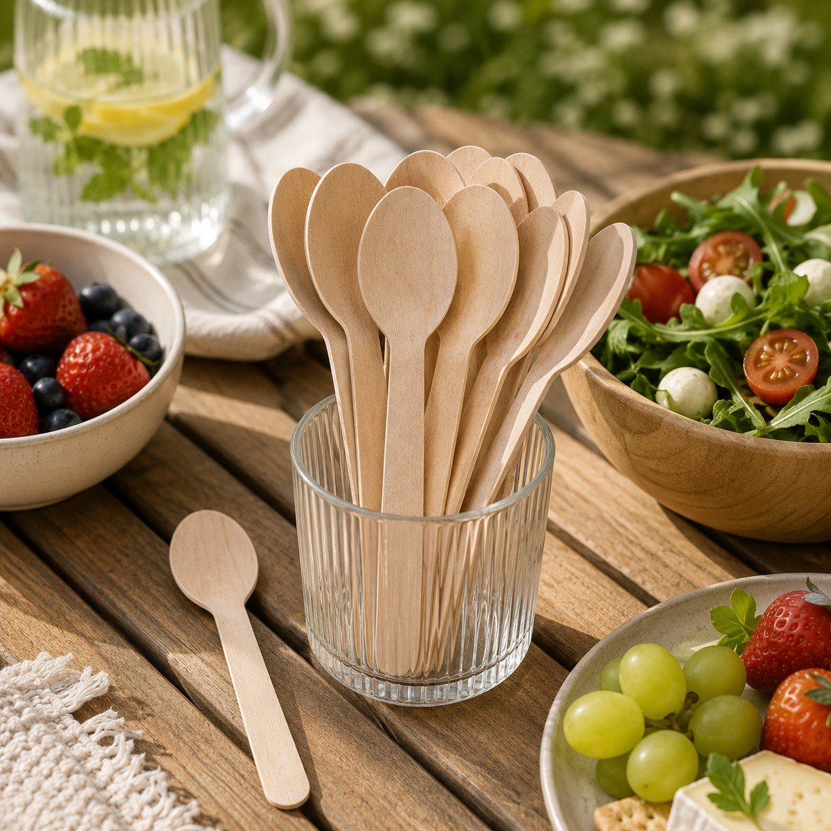 Alpina wegwerp lepels 20 stuks - houten lepels - wegwerp bestek voor feestjes, bbq en picknick