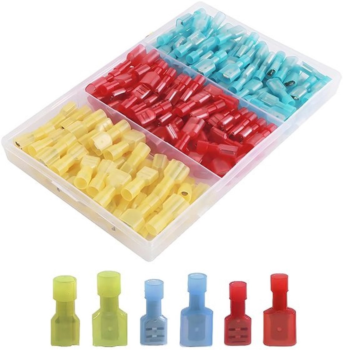 Volledig geïsoleerde male/female-connectoren | snelle ontkoppeling van draadterminals | elektrische aansluitingenassortiment voor 22-10AWG-draad