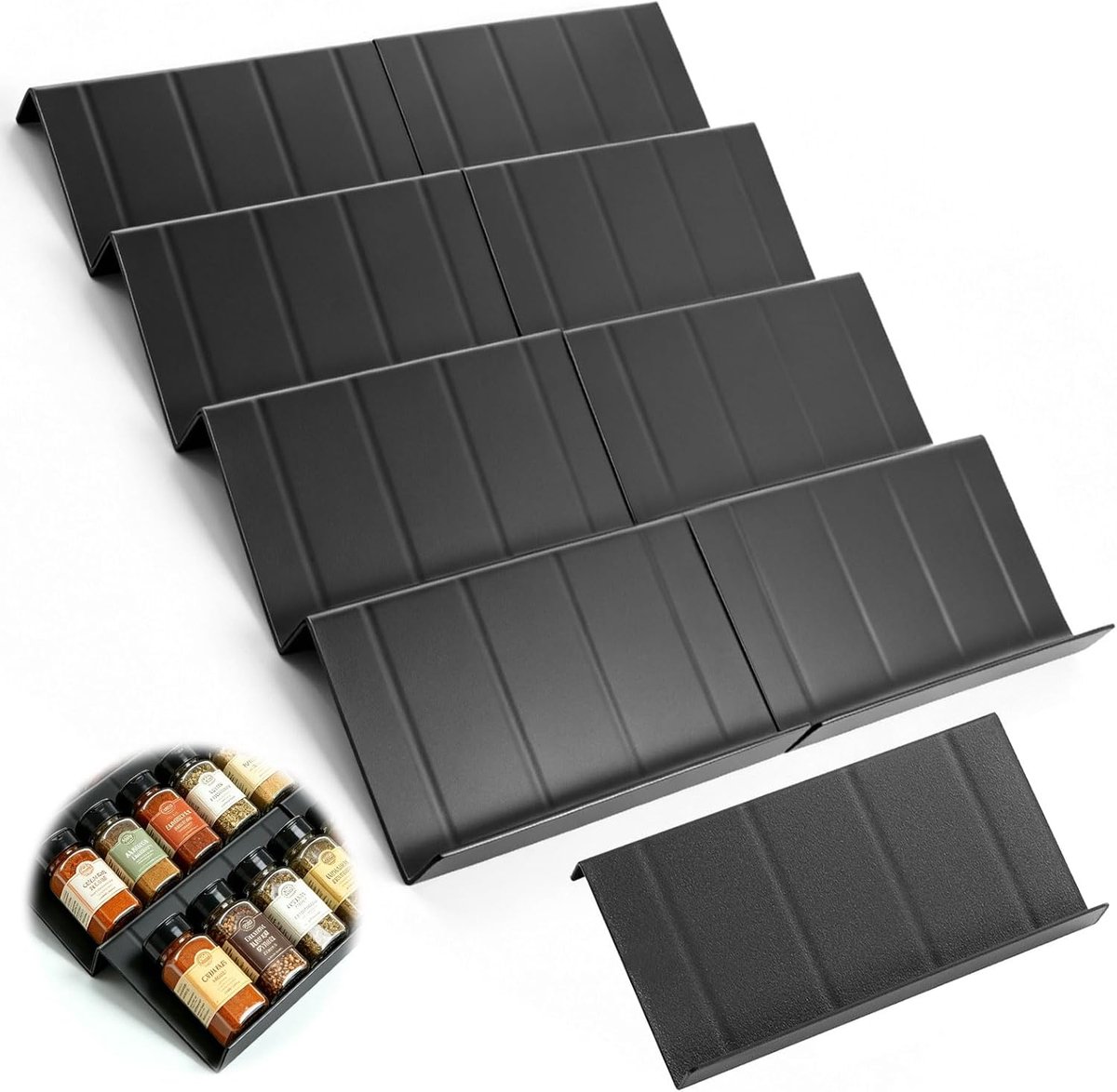 Kruidenrek Schublade 8 Stuks Patchworkbare Kruiden Organizer Schubladen, Keuken Organizer Schublade voor Kruidenglazen, Kruideninzet Schubladen voor Kruidenopslag