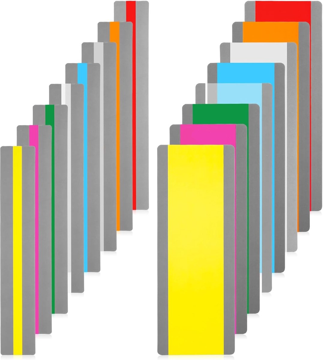 16 stuks leesstrips, 19 x 7 cm / 19 x 3,3 cm, dyslexie, markeringsstrepen, gekleurde markeringsstrepen, overlay leesliniaal, tracking leesliniaal, leeshulp voor dysplasia