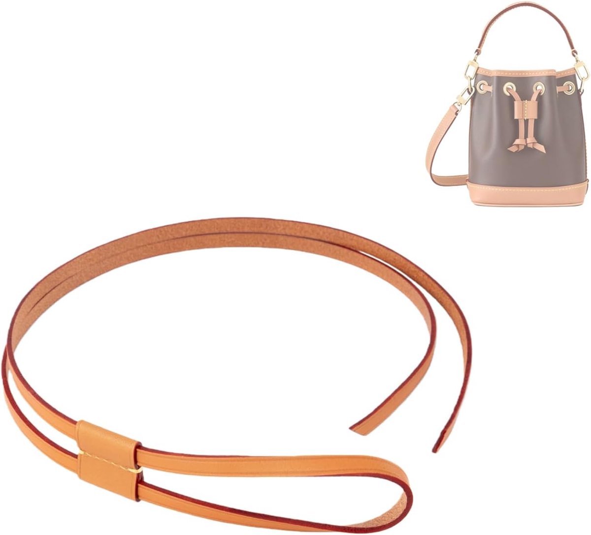 Vachetta leren trekkoord en schuifgesp, geschikt voor Noe BB Bucket Bag (Donkere bijenwas set)