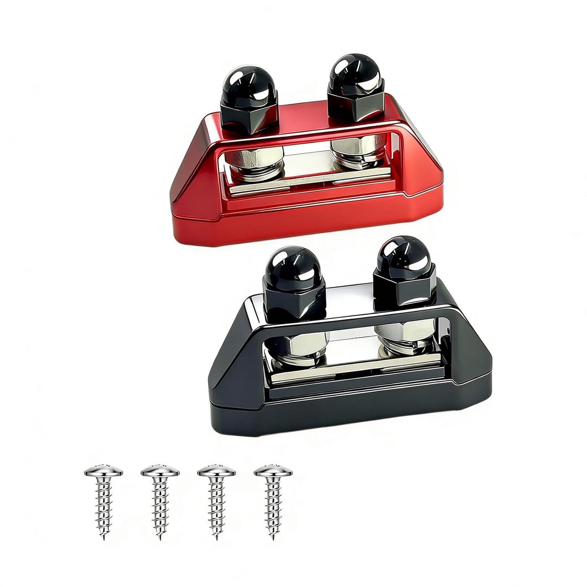 Aansluitklemmen met 2 Studs, 250A Busstang 12V-48V M10 met Beschermkap, Rood + Zwart voor Auto, Boot, Camper & Zonnepanelen, met M10 Bouten