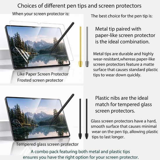 2 metalen + 10 plastic pen tips vervanging voor Samsung Galaxy Tab S10/S9/S8/S7/S6, S26/S25/S24/S23/S22 Ultra S Pen, penpunten+Clip + Opbergdoos (2+5+5 stuks set) — afbeelding 3