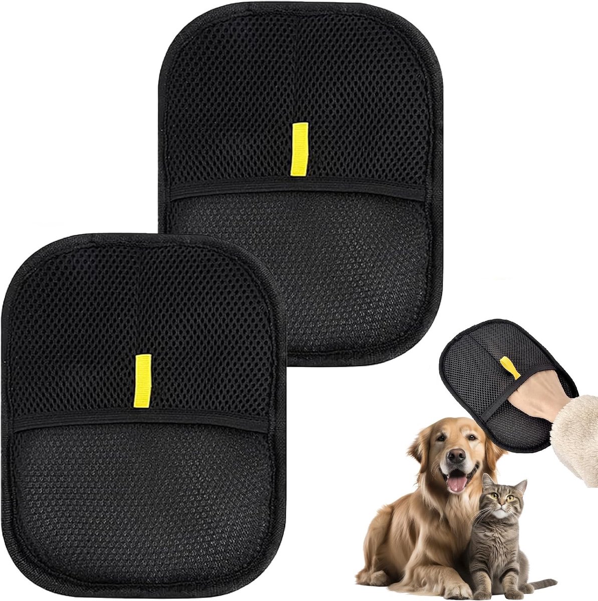 Set van 2 stuks huisdierhaarverwijderaar, borstel voor het verwijderen van honden- en kattenhaar, herbruikbaar en zelfreinigend, voor banken, kleding, auto's en textiel, accessoires voor het reinigen