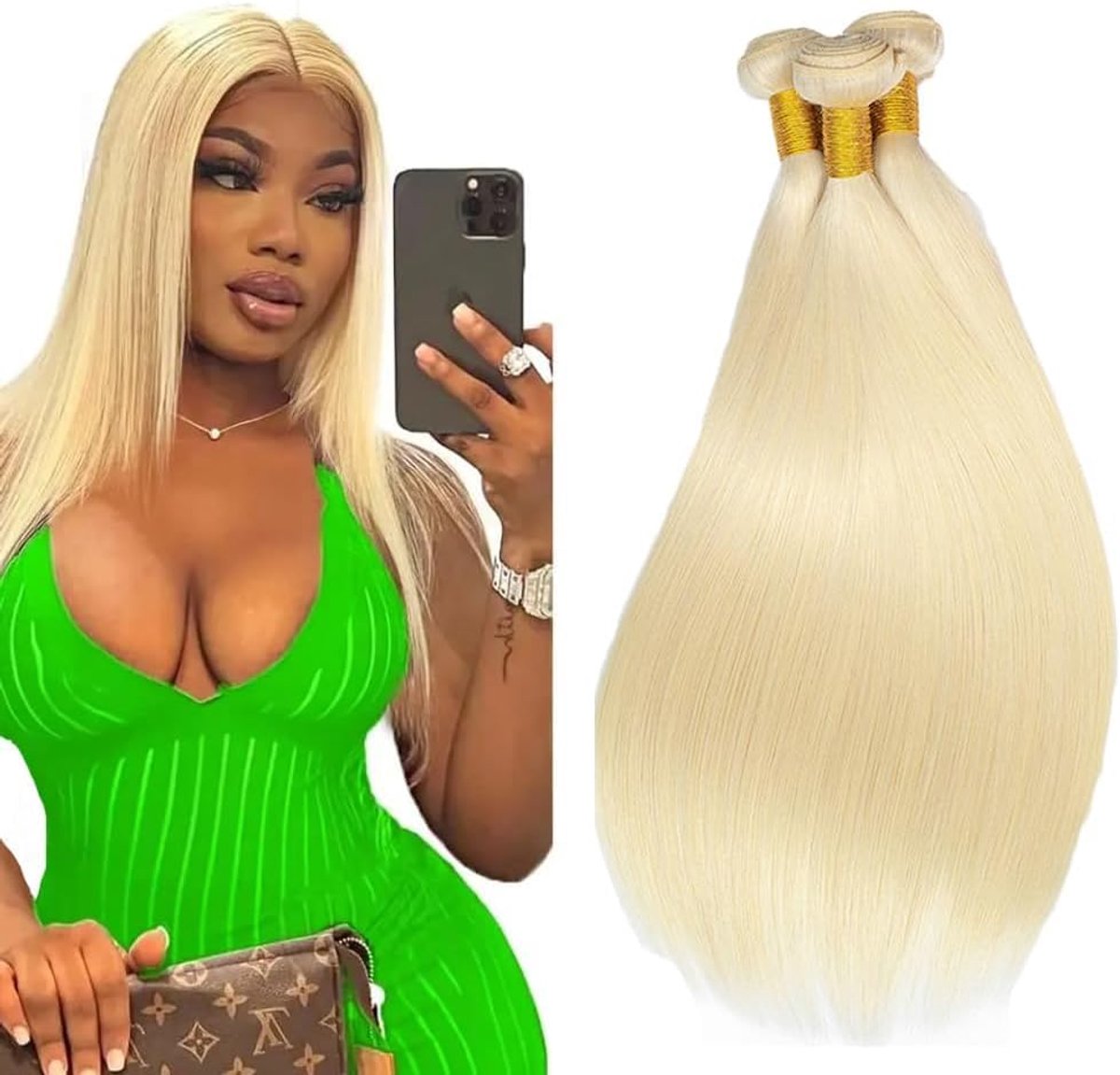 Dames Bundles Human Hiar Unprocessed Brazilian Virgin Straight Human Hair Extensions #613 Light Blonde Mensliches Haar Bundle With Minimal Shedding For Women 20 22 24 Inch