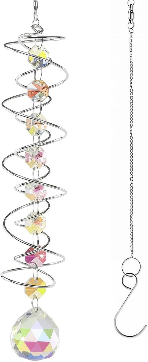 Zonnevanger met uitzicht op bal spiraalstaart, zonnevanger windspel, decoratieve windgong dubbele spiraal voor tuin balkon raamophanging