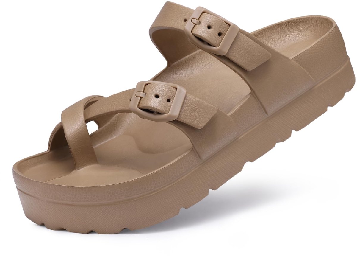 Homaxy - Dames Sandalen - Dames Slippers - Ergonomische Slipper - Orthopedische Slipper - Bruin - 40 - Geschikt voor een voetlengte van 25.4cm