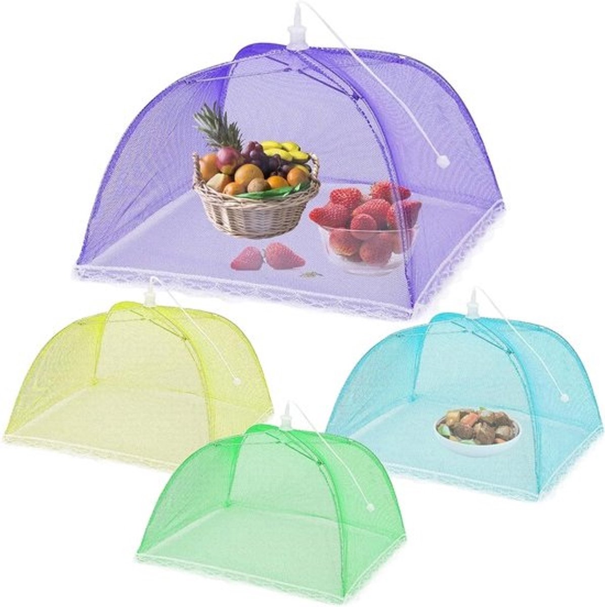Herbruikbare voedselbedekkingen - 4 stuks, 47 inch - Pop-upgaastent tegen insecten voor barbecues en buitenactiviteiten