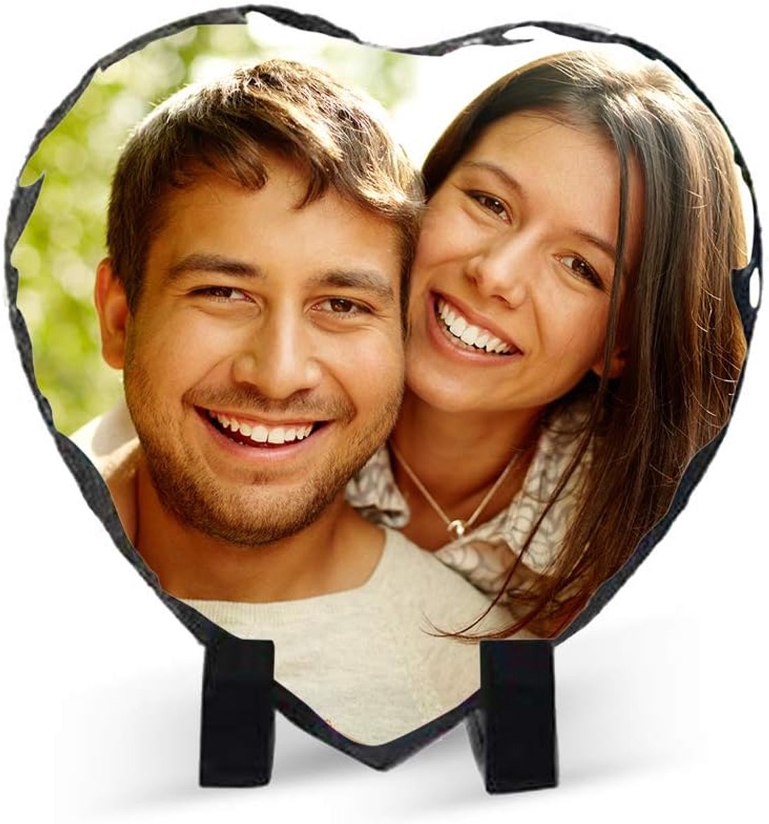 Stone Personalized Picture Frames Photo Rock Slate Plaque Customized Novelty Birthday Valentine's Day Christmas Gifts (7.9inchX7.9inchHeart)