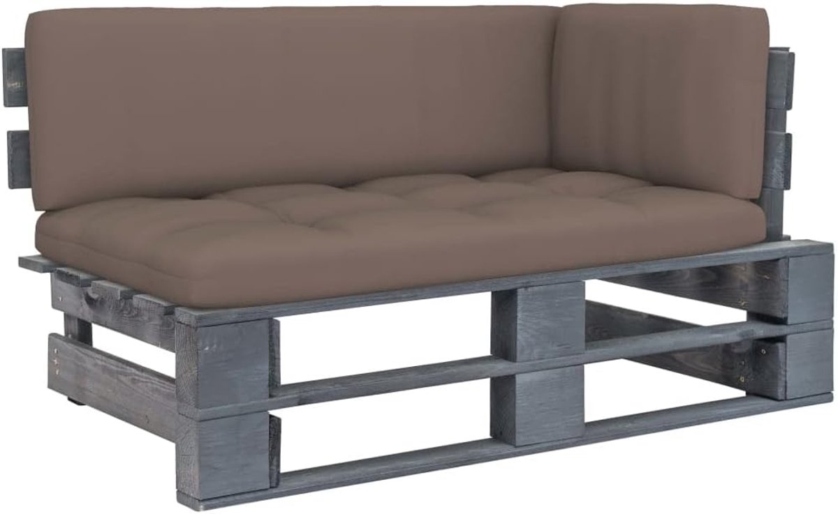 Hoekbank van pallets, geïmpregneerd grenenhout, modulair met kussen voor tuin en terras