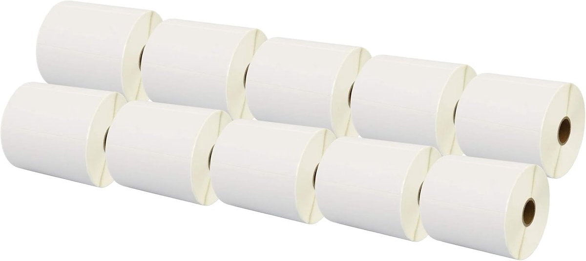 10 Rollen 100mm x 50mm Witte Direct Thermische Etiketten Compatibel met Zebra GK420d GK420t GC420d GX420d GX420t GC420t GX430t GT800 LP2844 TLP 2844 Citizen CL-S521 CL-S621 CL-S631 (1000 Stuks/Rol)
