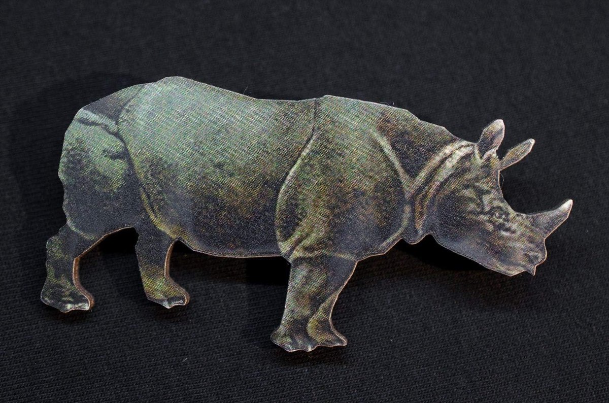 Rhino Neushoorn Gedrukt Houten Broche Pin Badge Houten Safari Afrika
