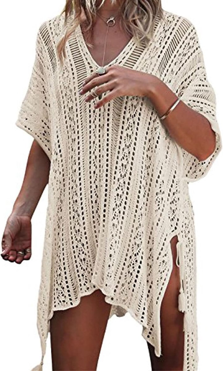 Strandjurk dames korte jurk badpak bikini kant crochet cover up
