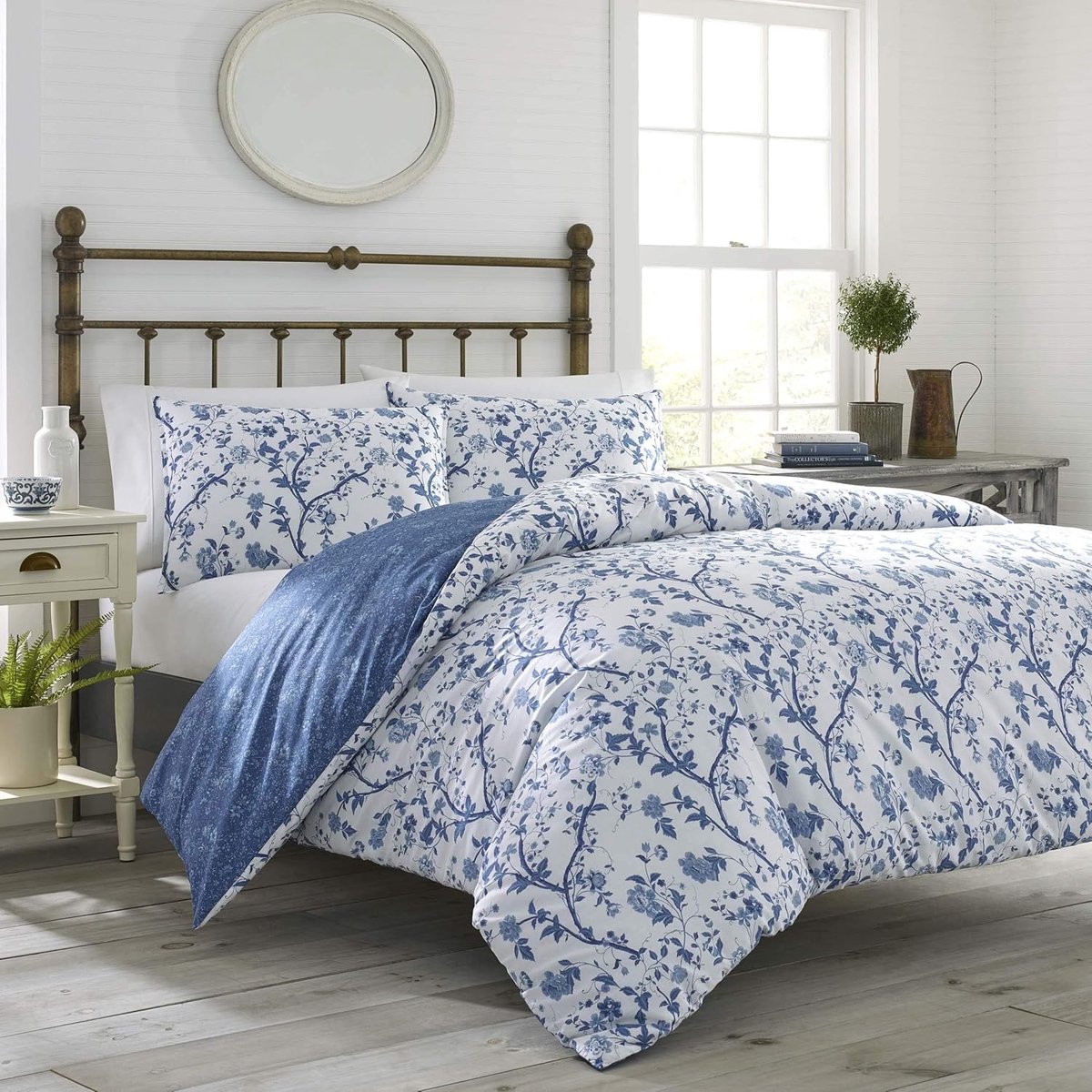 Ashley Home Elise Dekbedovertrek Set, Full/Queen, Medium Blauw