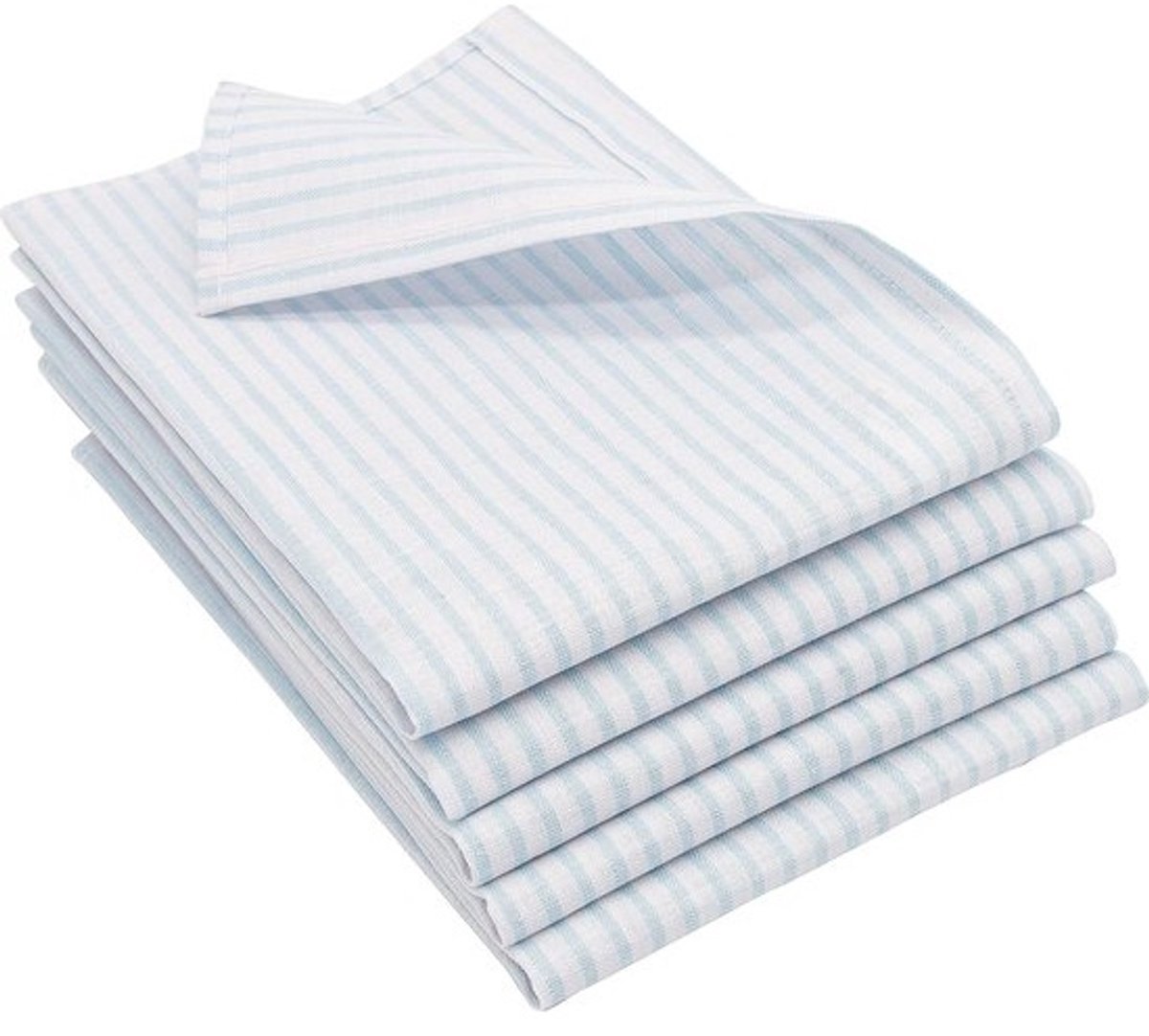 Set van 5 super absorberende keukendoeken, halflinnen, 50 x 70 cm, lichtblauw wit gestreept, Oeko Tex gecertificeerd