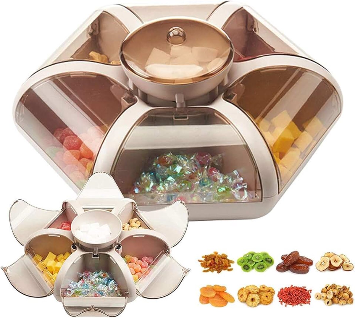 Lade Opbergdoos Creatieve Zeshoekige Lotus Fruit Lade Opbergdoos Press-In Snacks Verdeeld Snoep Doos Met Deksel