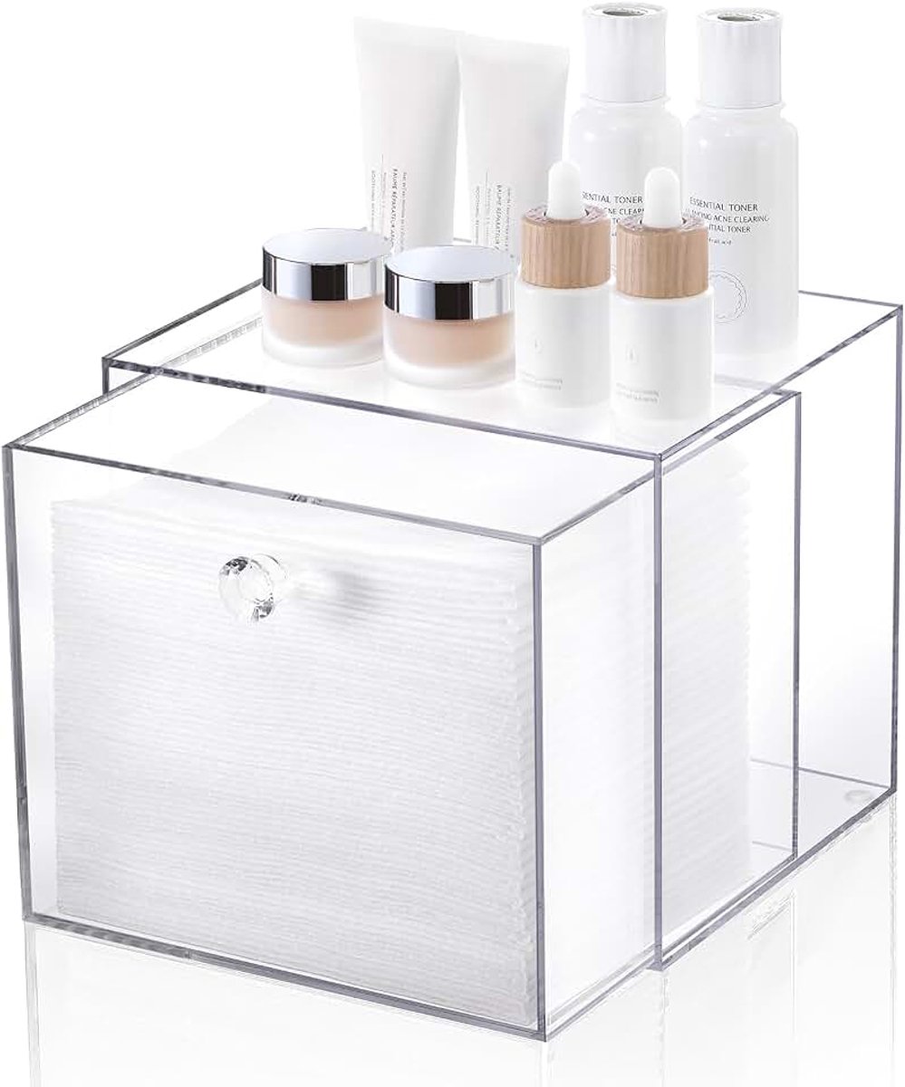 Gezicht handdoek container doos compatibel met Clean Skin Club Clean Towel XL, acryl handdoek opbergbak met lade, make-up organizer stapelbare houder, ideaal voor ijdelheid, badkamer