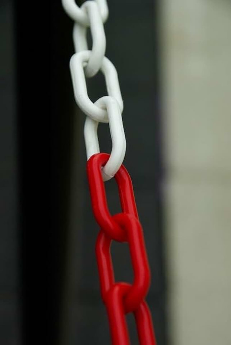Afzetketting, rood-wit, kunststof, 25 m, Ø 8 mm