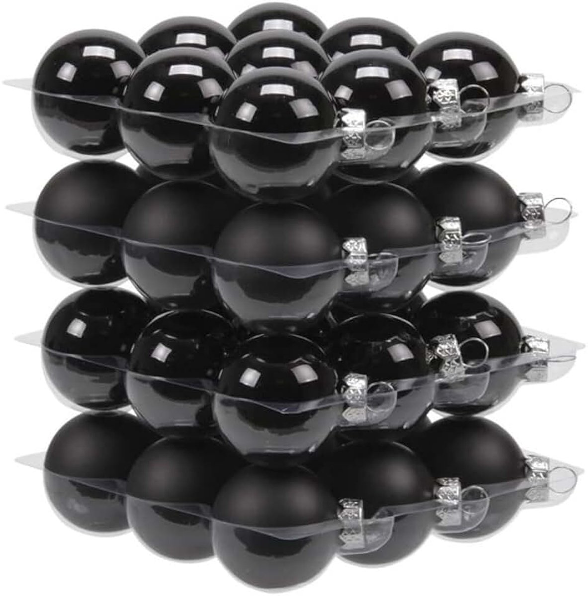 Glazen kerstballen 4 cm - mat/glans - Kerstboomversiering zwart