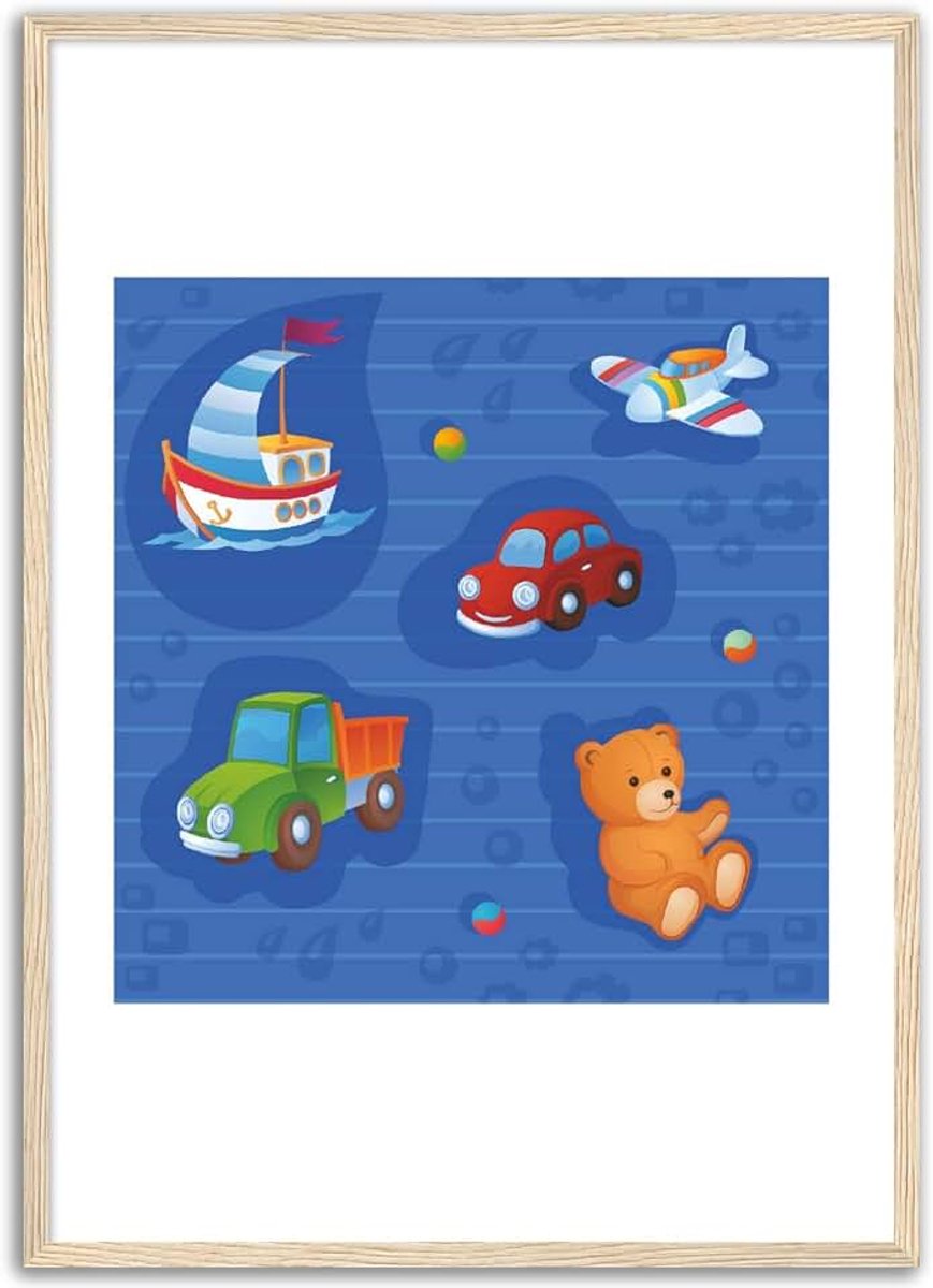 Kinderkunst - Toys Mix - Ingelijste kunstdruk Niet gemonteerd Hout 50x70 cm/20x28″