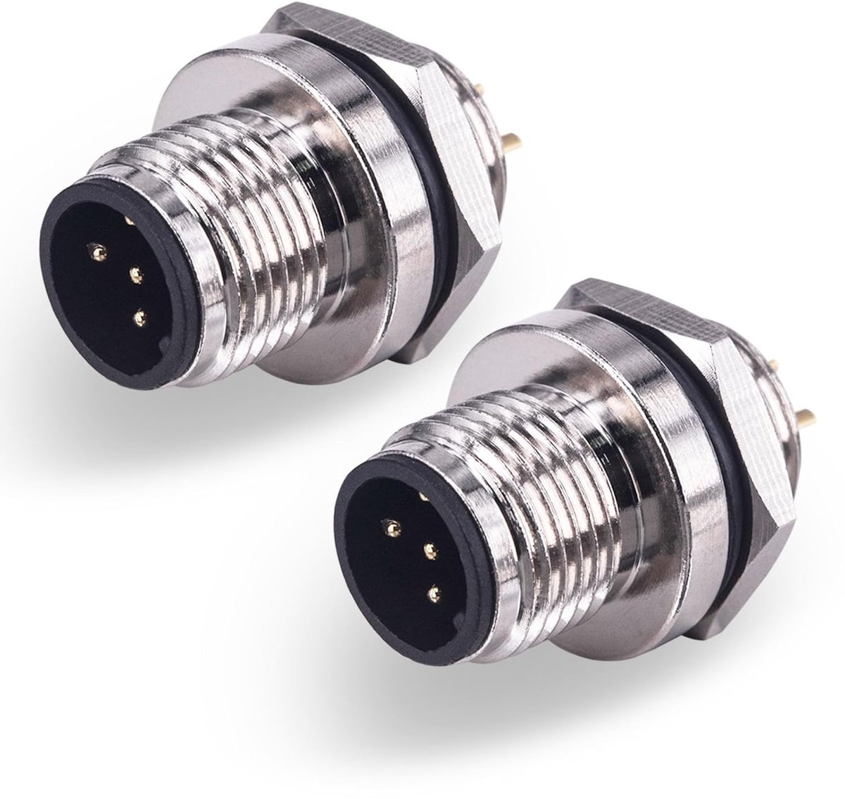 5-pins mannelijk paneel mount socket sensor connector, schroefdraad stekker, industriële ronde Aeronautical flensbus, metaal, outdoor waterdicht IP67 2 stuks