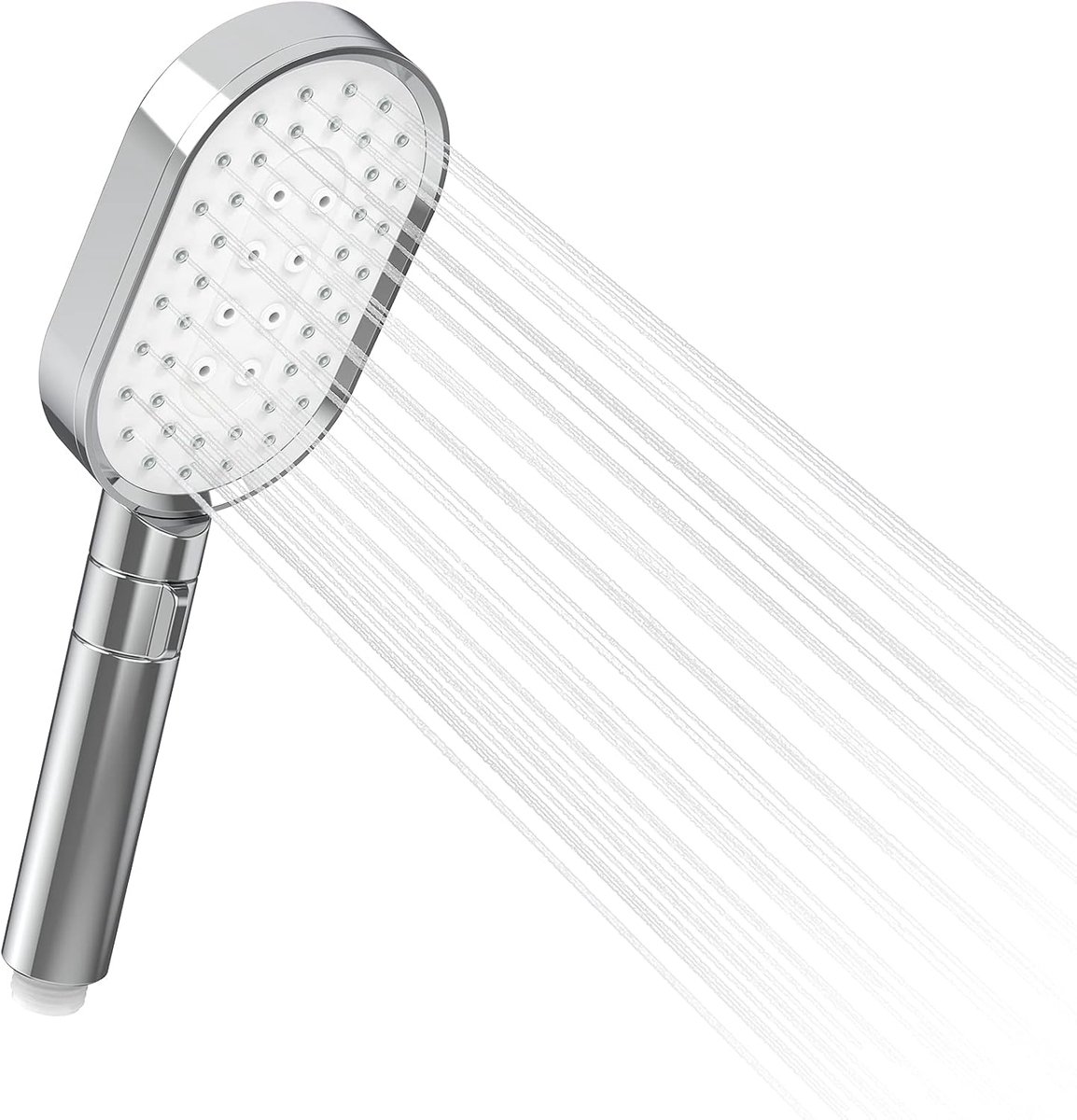 Handdouche, douchekop, 3 straalsoorten, douchekop met knop voor comfortabele omschakeling van de straalsoorten, universele douchekop, waterbesparend, hogedruk douchekoppen voor baden en spa, chroom