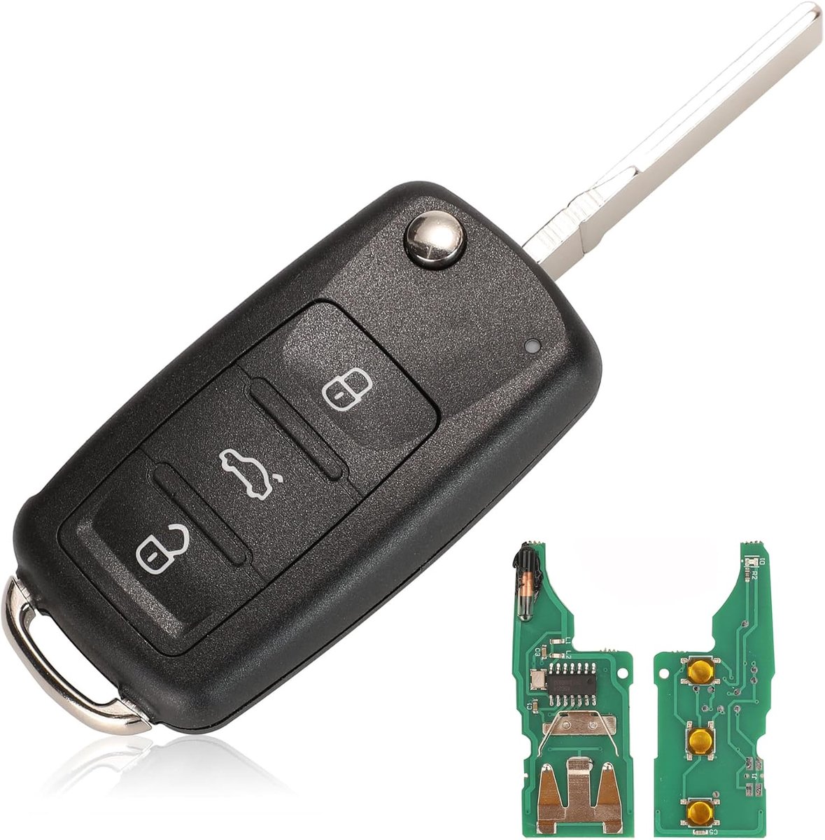 Horse 3 Knoppen Elektronische Afstandsbediening Autosleutel Programmeerbare Afstandsbediening Sleutel voor V-W G-olf Ca-ddy Be-etle J-e-tta P-ol-o Scirocco Sharan Transporter (433Mhz ID48 Chip)