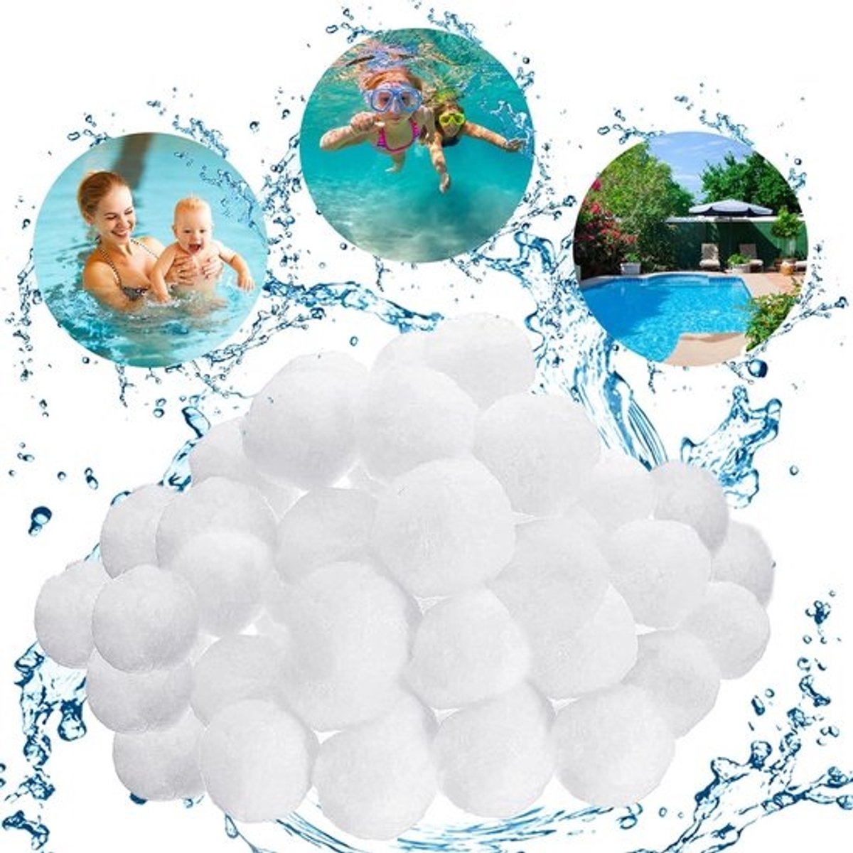 Dailygoods- Filterballen 500g - Duurzaam en Herbruikbaar - Vervangt 18 kg Filterzand - Milieuvriendelijk - Lichtgewicht - Polyethyleen Materiaal - Zwembadfilter