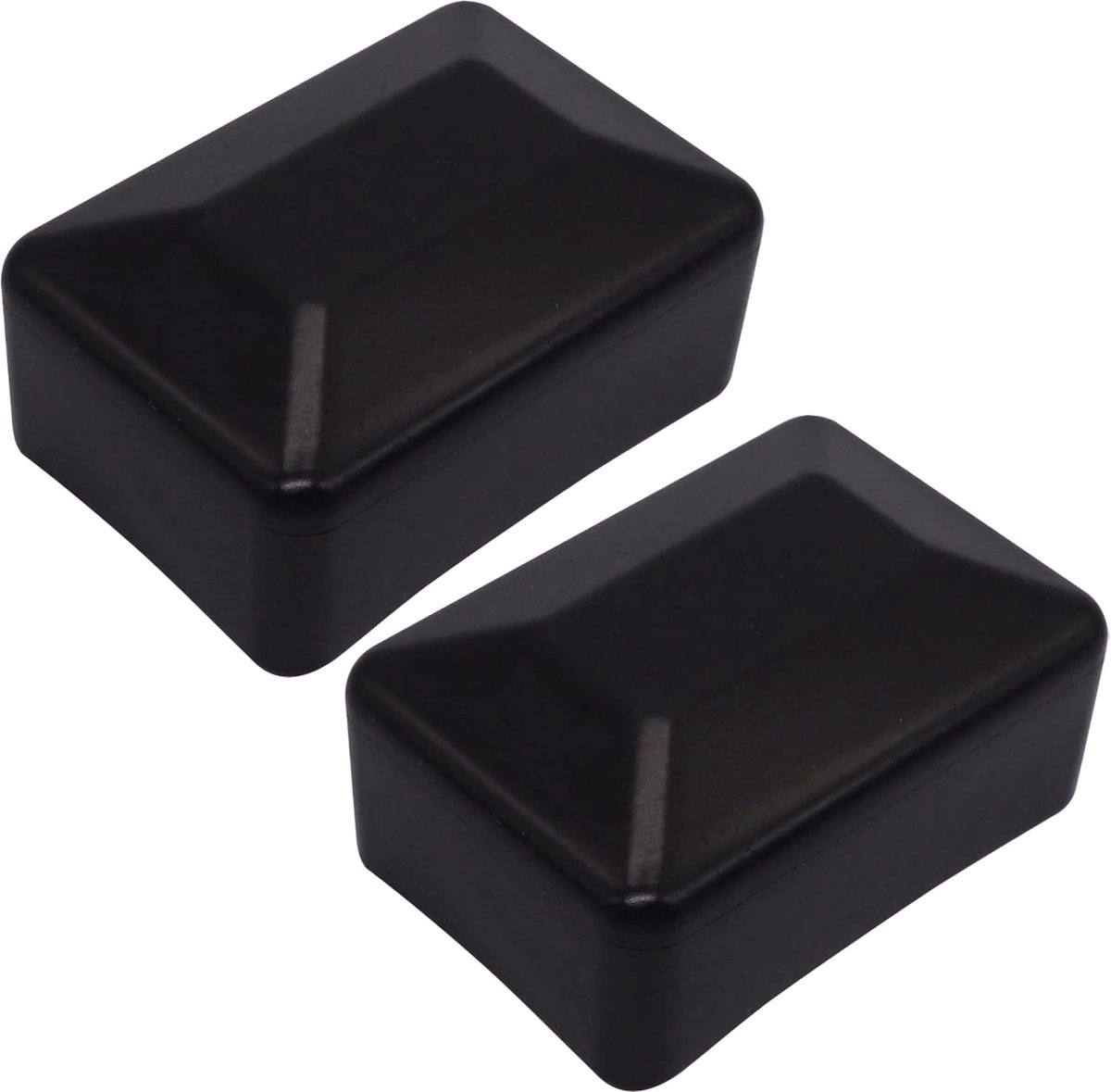 (2 stuks) Afrasteringskappen, rechthoekige zwarte kunststof doppen 60 x 80 mm, afrasteringsafdekkingen, gitzwart RAL 9005 kleur