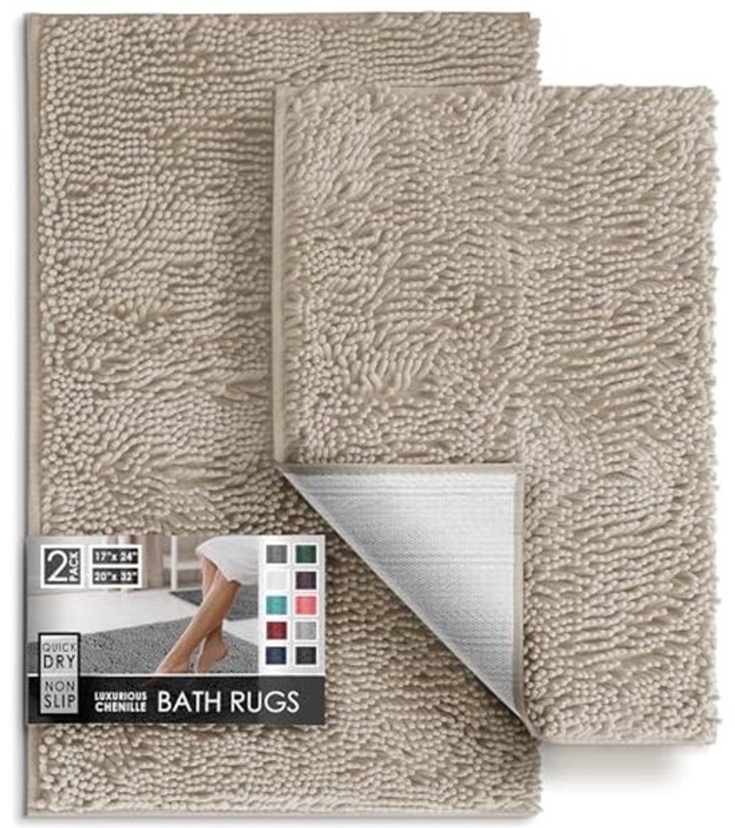 Chenille Badmat - Machine Wasbare en Antislip Badkamer Mat