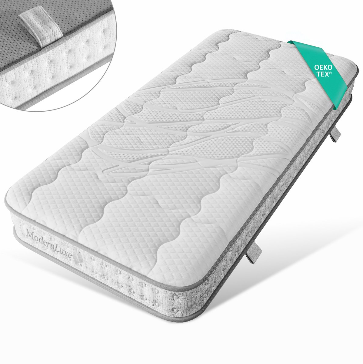 MODENUIT Matras – 7-Zones Pocketveringmatras – 90 x 190 cm – Koudschuim – Wit – H3 – 15 cm – Anti-allergie