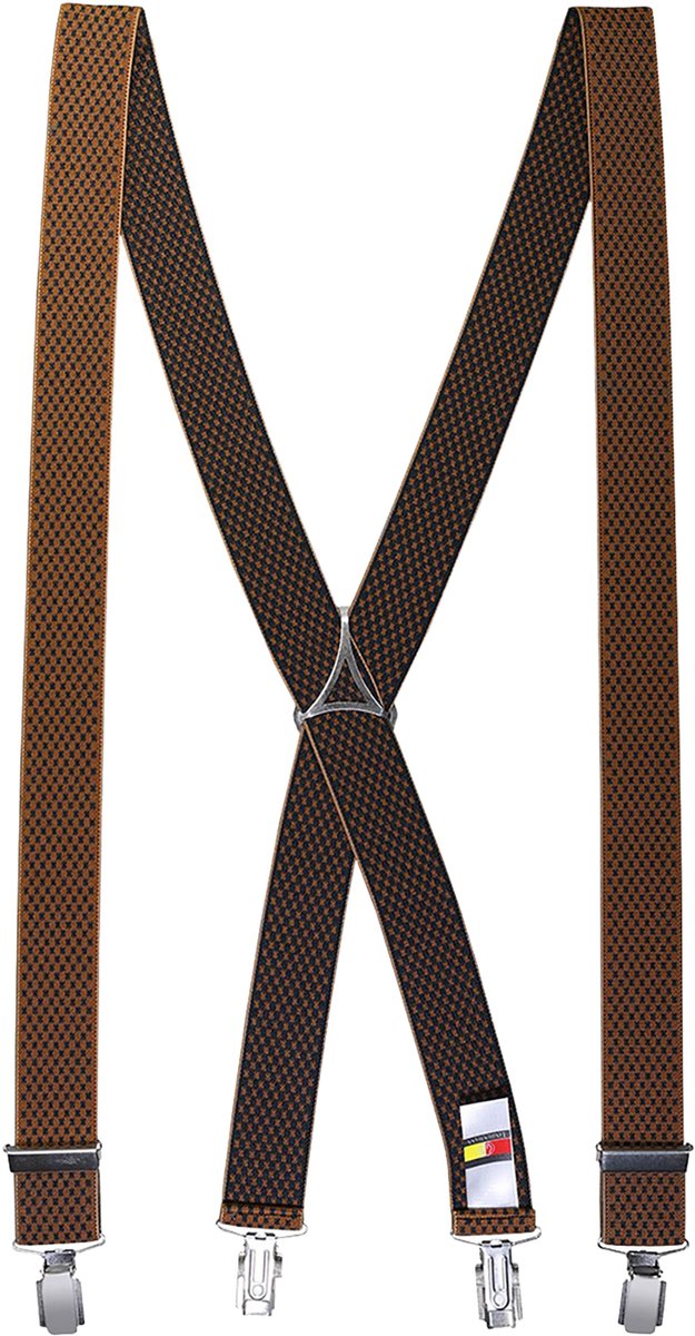 LINDENMANN heren bretels X-vorm - cognac dessin