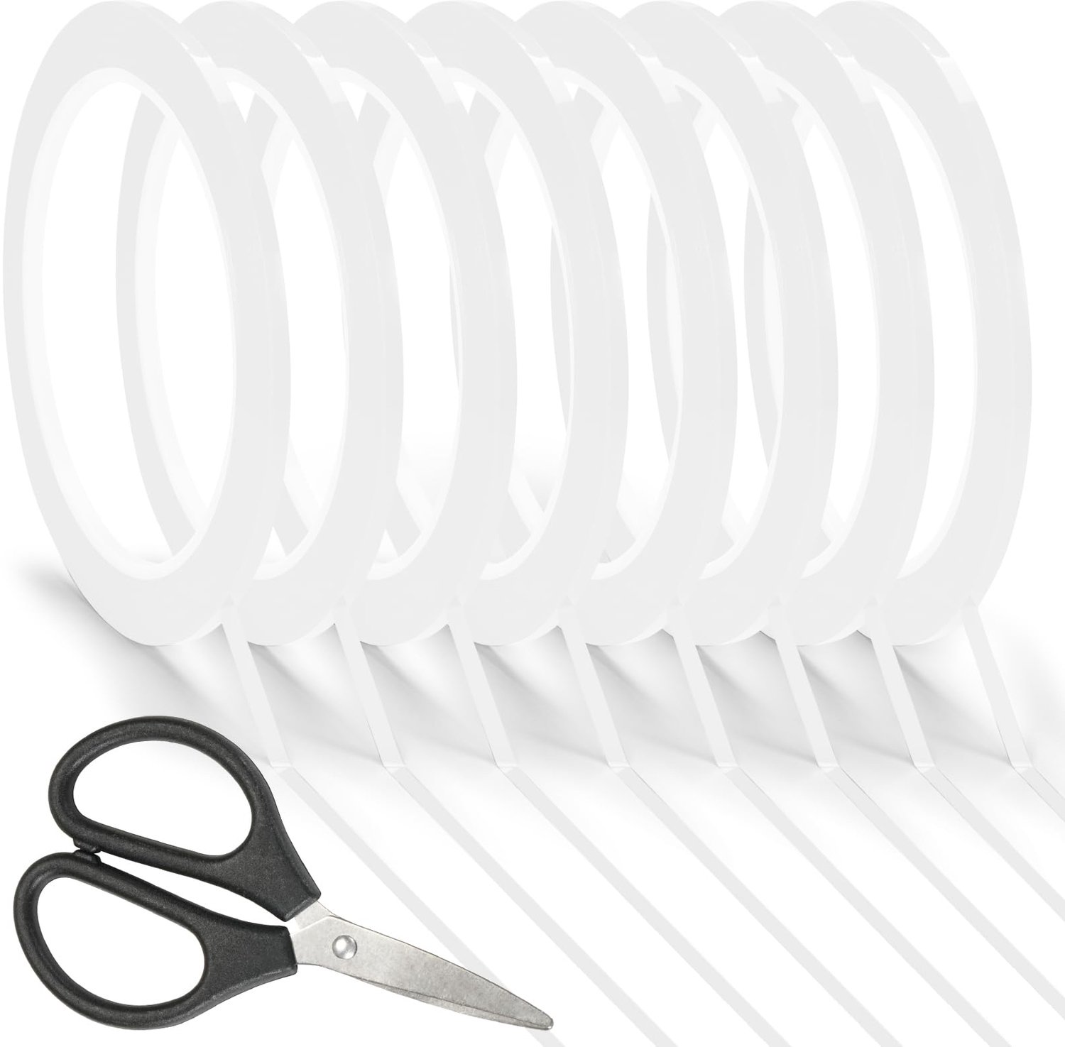 8 Rollen Whiteboard Tape met Schaar - Voor School en Kantoor