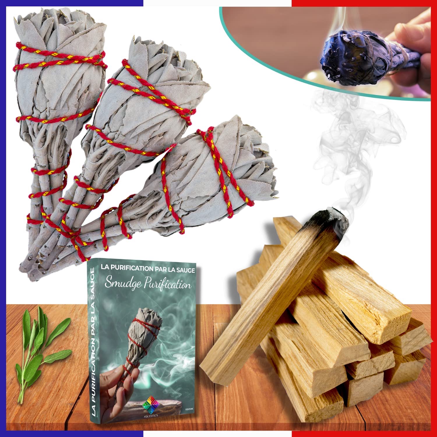 Witte Salie en Palo Santo Set - 3 Sticks en 100g Palo Santo