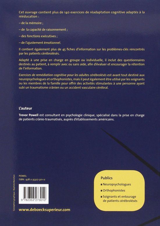 Exercices de remédiation cognitive pour les adultes cérébrolésés — afbeelding 2