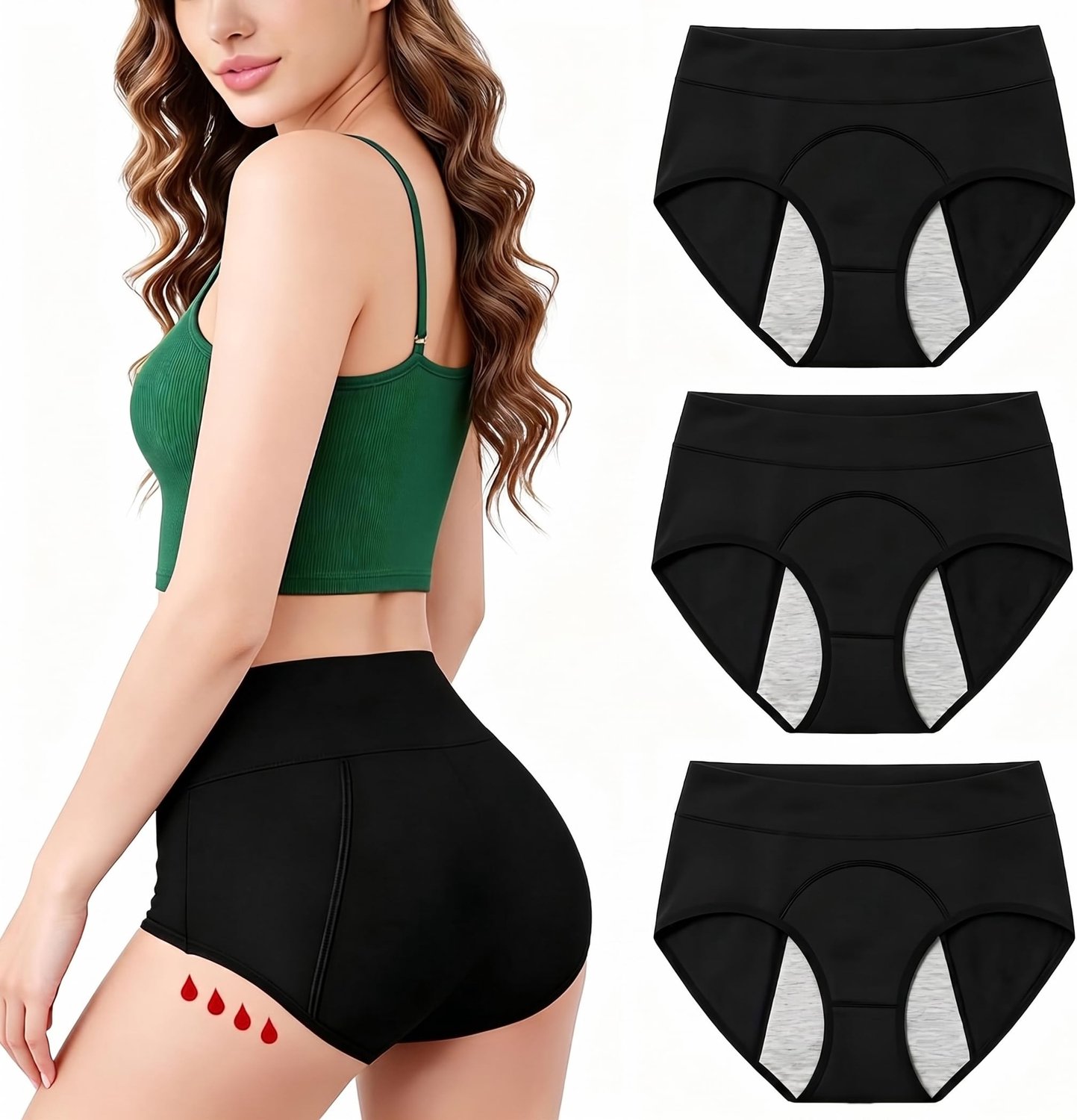 Set van 3 Wasbare Incontinentieslips voor Dames, Absorberend