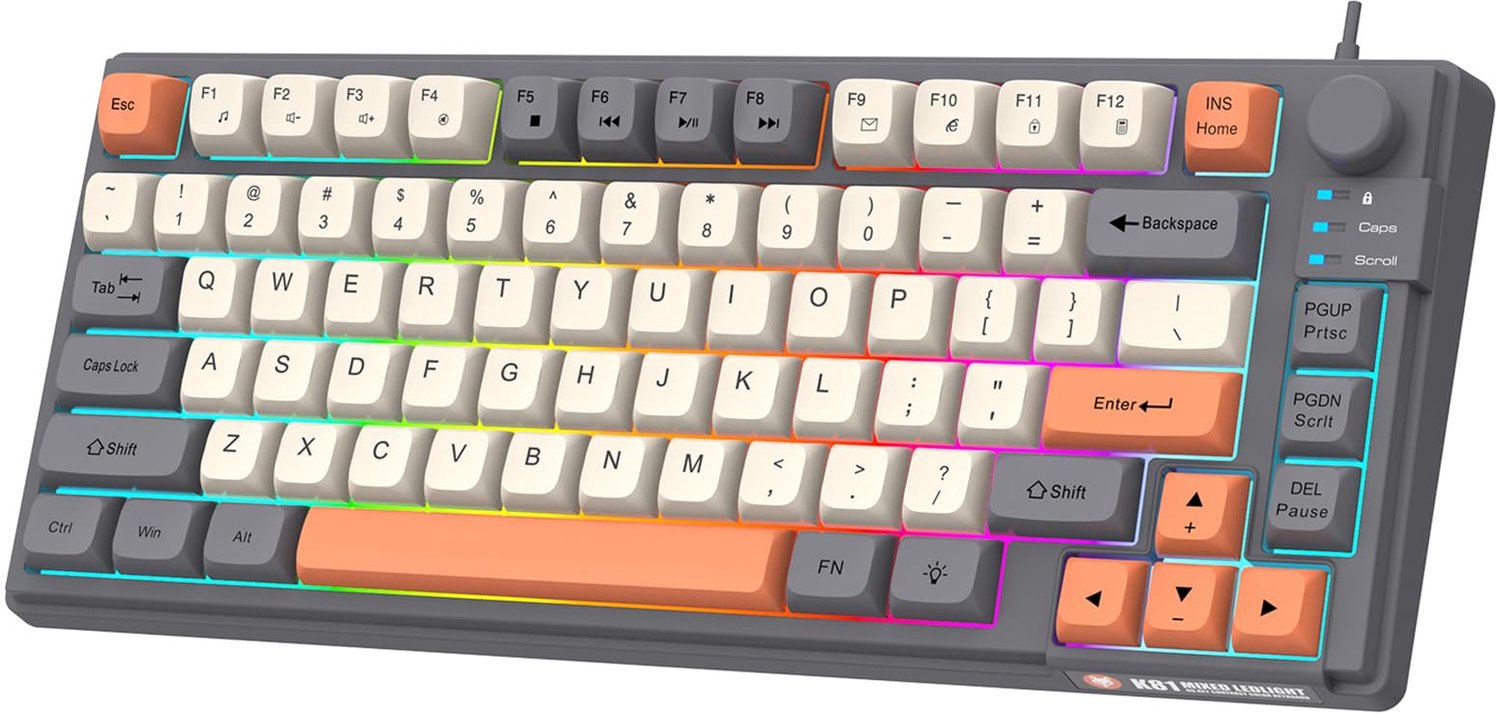 Compact Gaming Toetsenbord met Kleurrijke Verlichting en Multimedia Functies