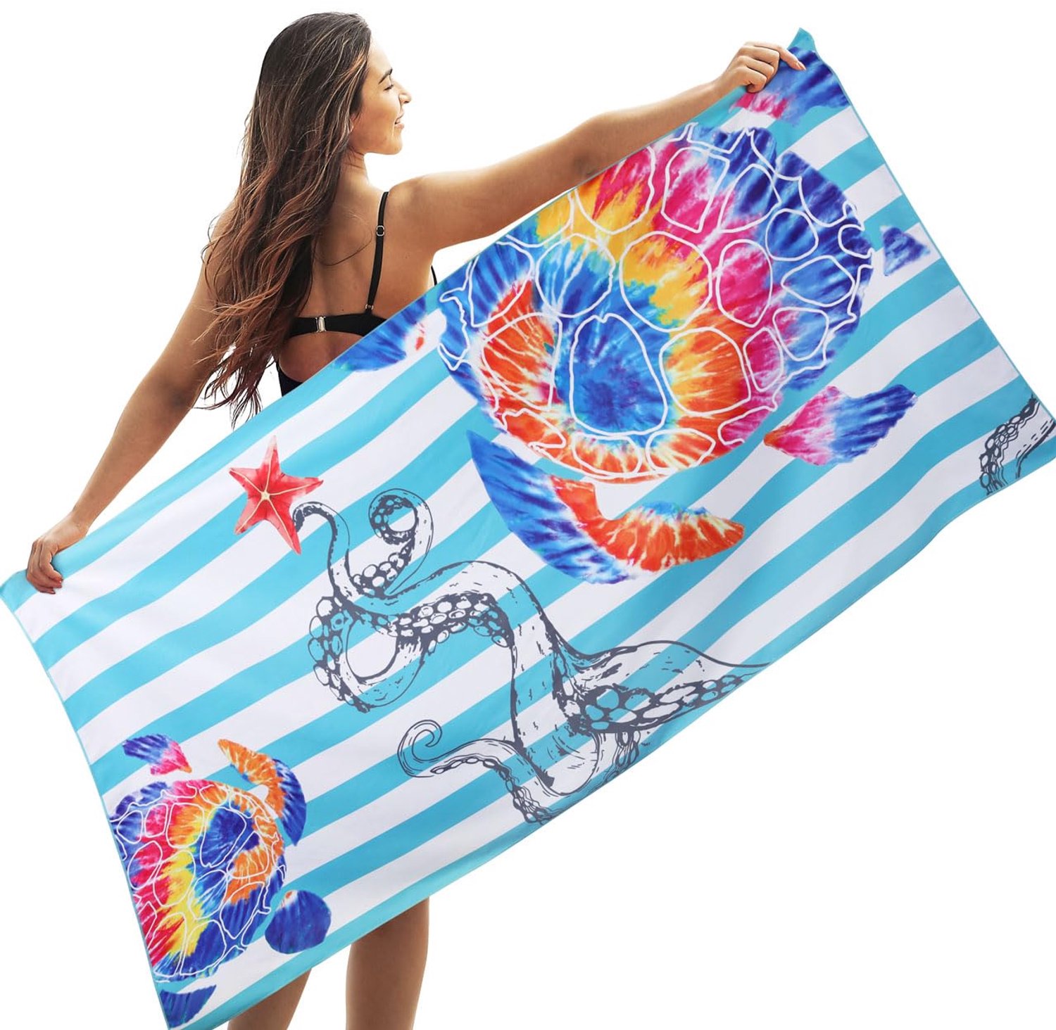 Sneldrogende Strandhanddoek van Microfiber met Opbergzak