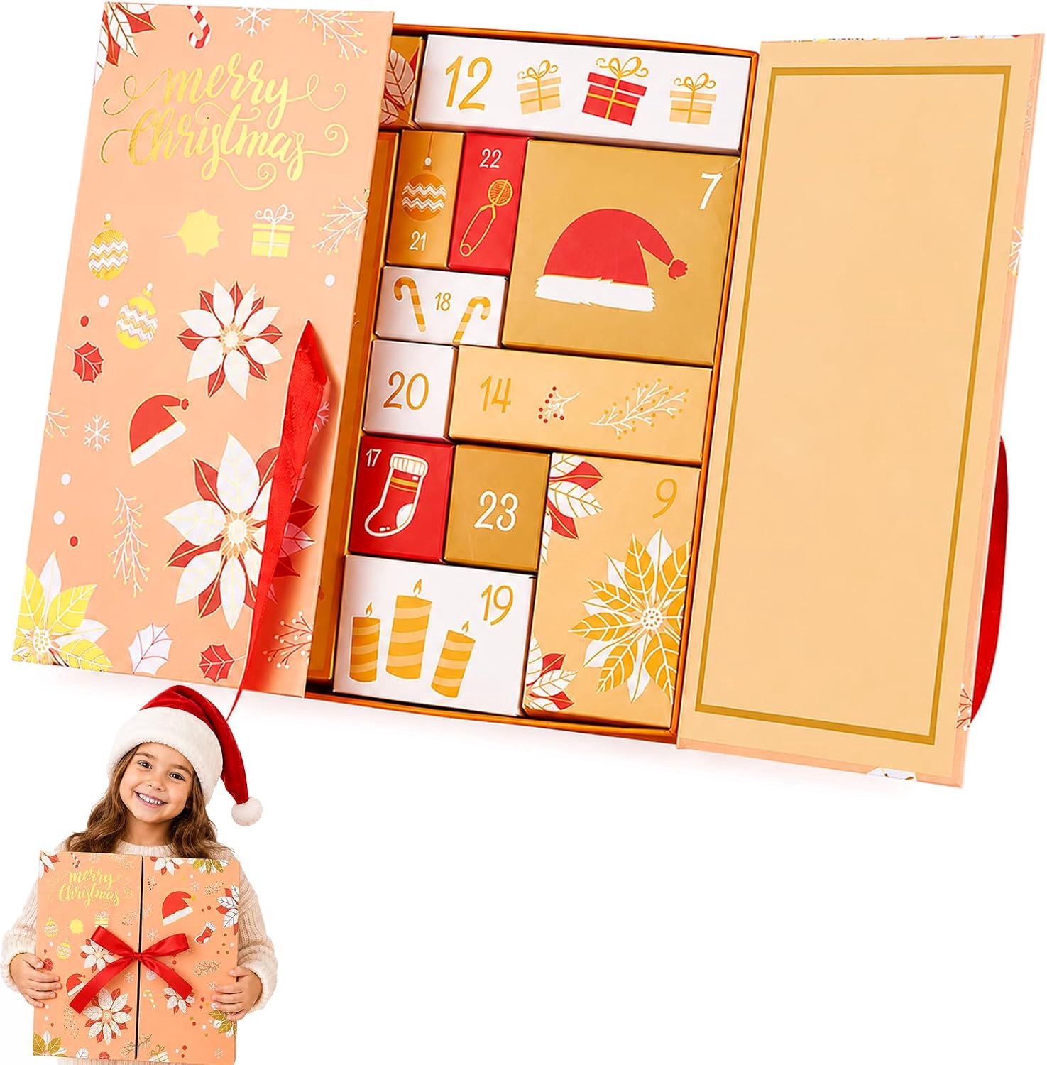 "kerst adventskalender - kerst adventskalender 2026 - 24 Vakjes - Lege Adventskalender 2026 - Doos Adventskalender - Zelf te Monteren DIY Adventskalender - 24 Cadeaudoosjes om Zelf te Vullen –geel"