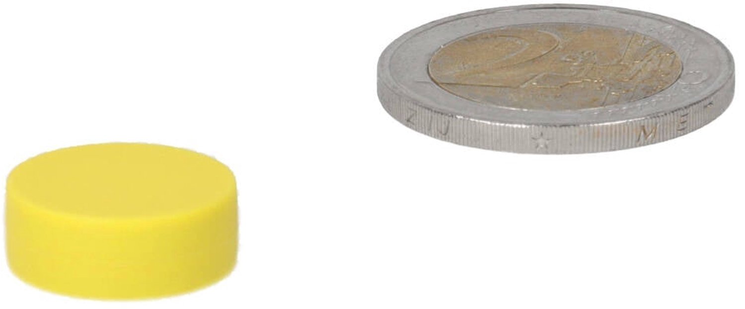 Neodymium Schijfmagneet ø16 x 6 mm N45 kunststof coating (Geel) – 6 stuks