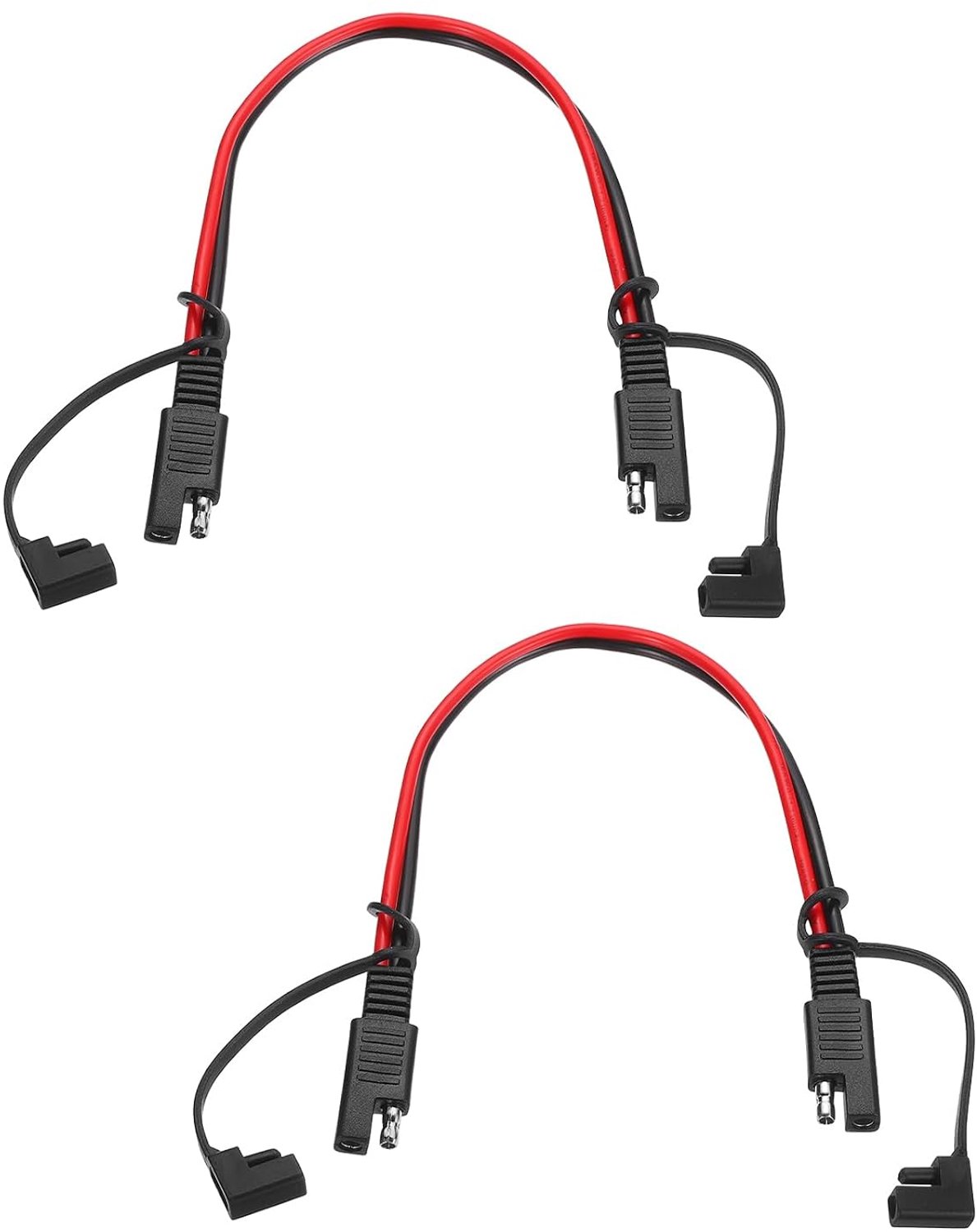 SAE-verlengkabel 1 voet 12 AWG - snelverbinding - stofkap - ideaal voor motorfiets en zonnepanelen - 2 stuks - ServiceTopper