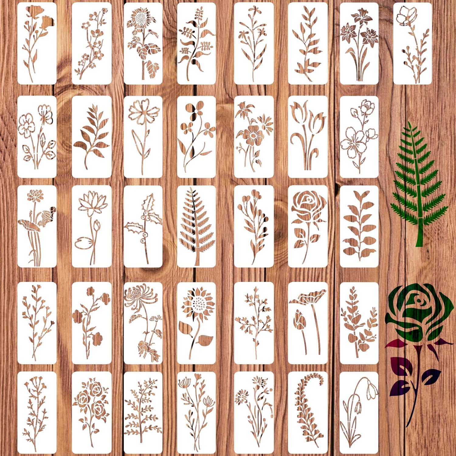 Set van 36 Bloemen Sjablonen voor Schilderen