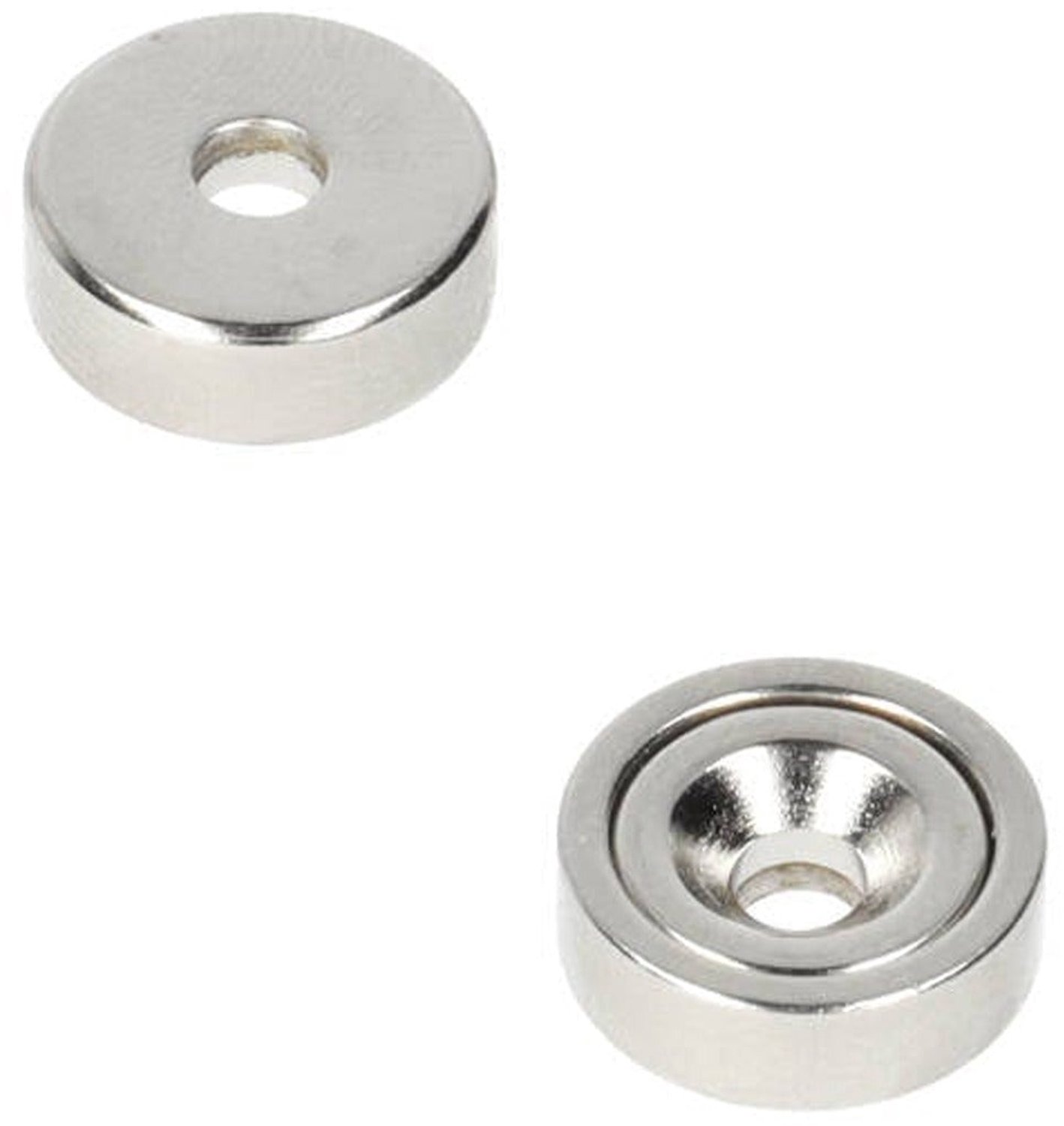 Neodymium Potmagneet Ø13 x 4,5 mm N40 NiCuNi boor-/verzinkgat – 10 stuks