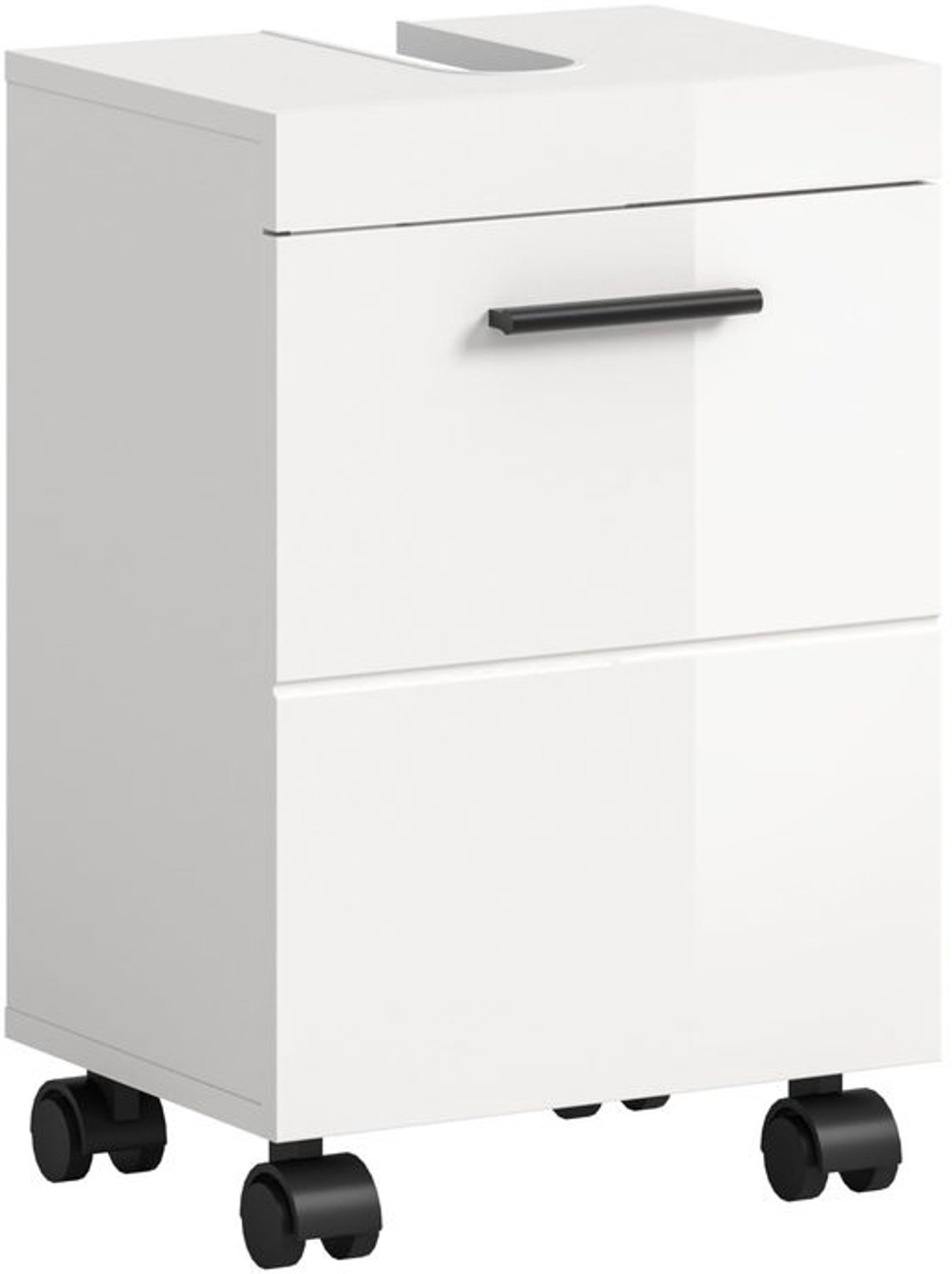 Wastafelonderkast op Wielen 40x58x30cm Hoogglans Wit