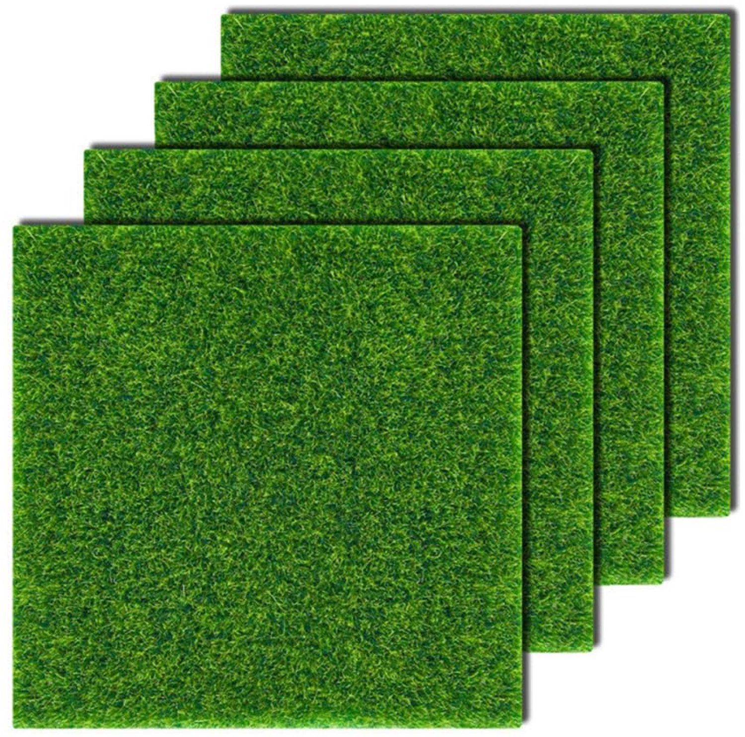 Set van 4 Kunstgras Tapijt Moss Decoratie - Mini Tuin Decoraties 15 x 15 cm